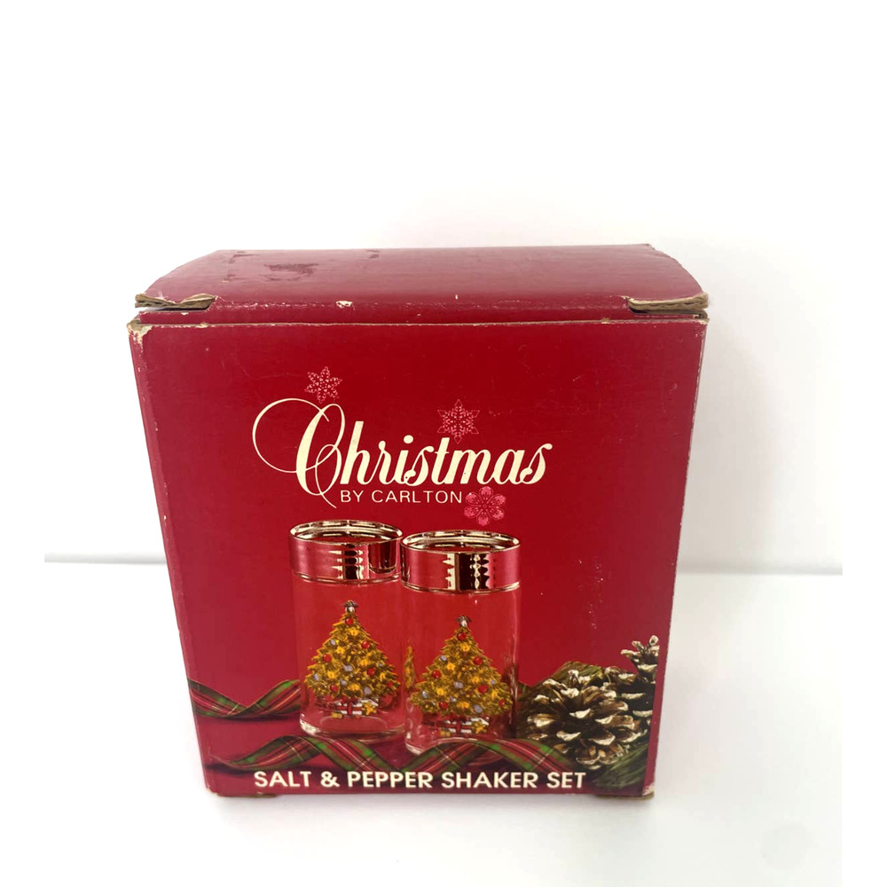 Vintage Christmas Salt & Pepper Shaker CARLTON Glass Christmas Shaker 1984